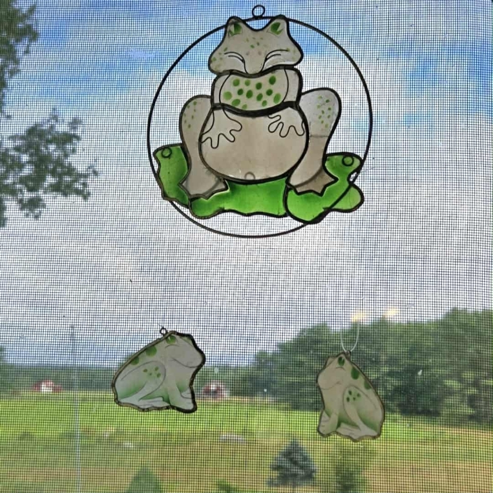Capiz Shell Frog Suncatcher Sun Catcher Green